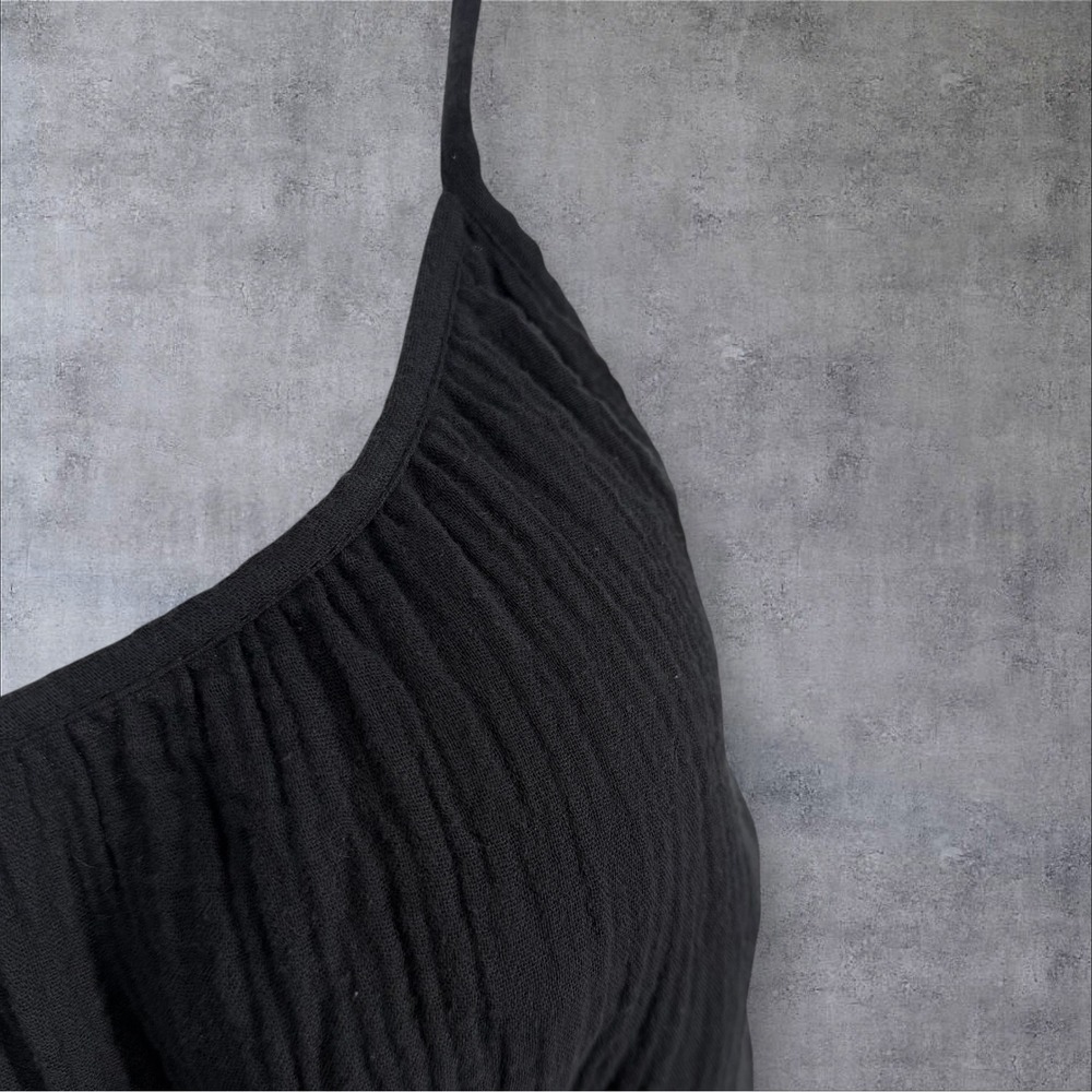 Evereve Gigi Gauze Tie Dress Midi Sundress Sleeveless Black XL NWT - Picture 7 of 14